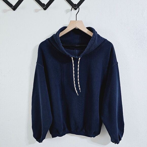Mother Relaxed Funnel-Neck Sweatshirt In Navy Blue Size Extra Small NWT - Picture 5 of 7